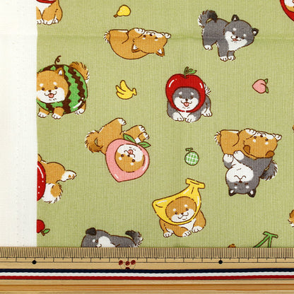 生地 『シーチング フルーツしば カットクロス 約110cm×50cm グリーン C-AP55903-1D』
