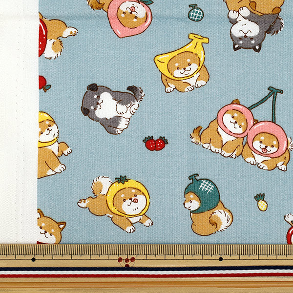 生地 『シーチング フルーツしば カットクロス 約110cm×50cm ブルー C-AP55903-1E』