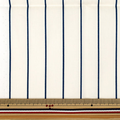 生地 『ブロード ユニフォームストライプ カットクロス 約110cm×50cm アイボリー×青 C-SP5400-A』
