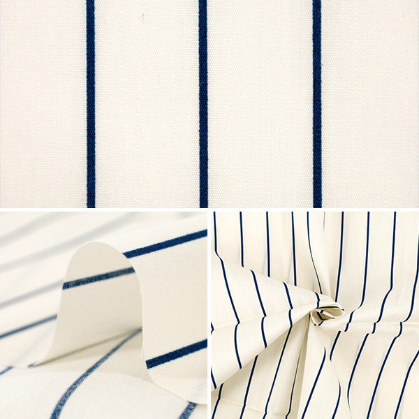 生地 『ブロード ユニフォームストライプ カットクロス 約110cm×50cm アイボリー×青 C-SP5400-A』
