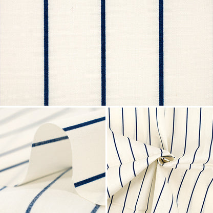 生地 『ブロード ユニフォームストライプ カットクロス 約110cm×50cm アイボリー×青 C-SP5400-A』