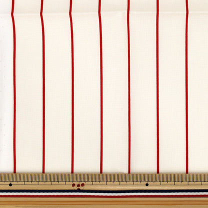 生地 『ブロード ユニフォームストライプ カットクロス 約110cm×50cm アイボリー×赤 C-SP5400-B』