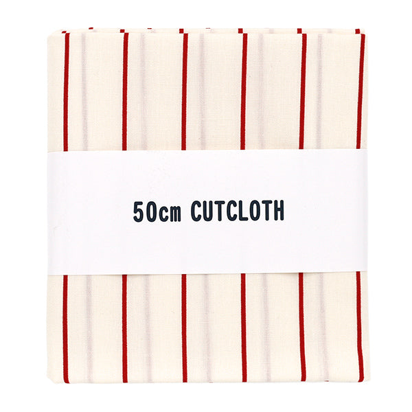 生地 『ブロード ユニフォームストライプ カットクロス 約110cm×50cm アイボリー×赤 C-SP5400-B』