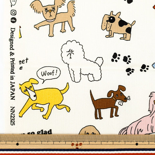 生地 『シーチング UN/NO カットクロス 犬 約110cm×50cm オフホワイト C-NN2325-11A』