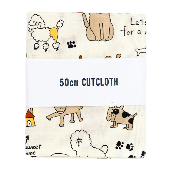 生地 『シーチング UN/NO カットクロス 犬 約110cm×50cm オフホワイト C-NN2325-11A』