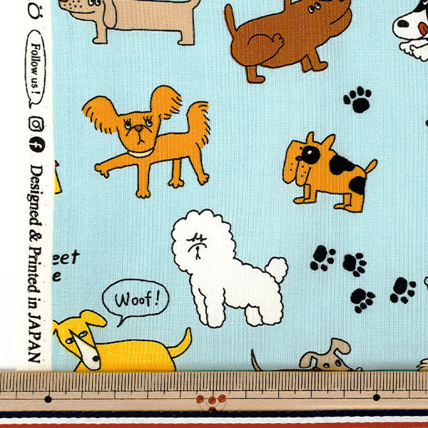 生地 『シーチング UN/NO カットクロス 犬 約110cm×50cm サックス C-NN2325-11C』