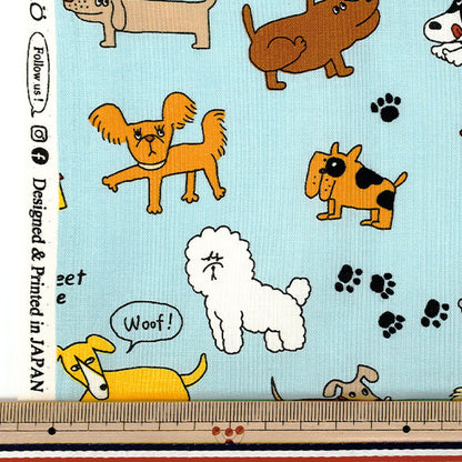 生地 『シーチング UN/NO カットクロス 犬 約110cm×50cm サックス C-NN2325-11C』