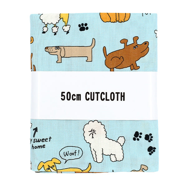 生地 『シーチング UN/NO カットクロス 犬 約110cm×50cm サックス C-NN2325-11C』