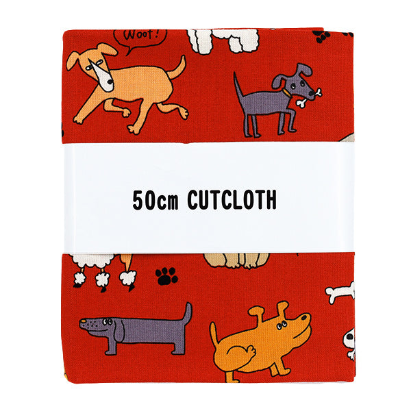 生地 『シーチング UN/NO カットクロス 犬 約110cm×50cm レッド C
