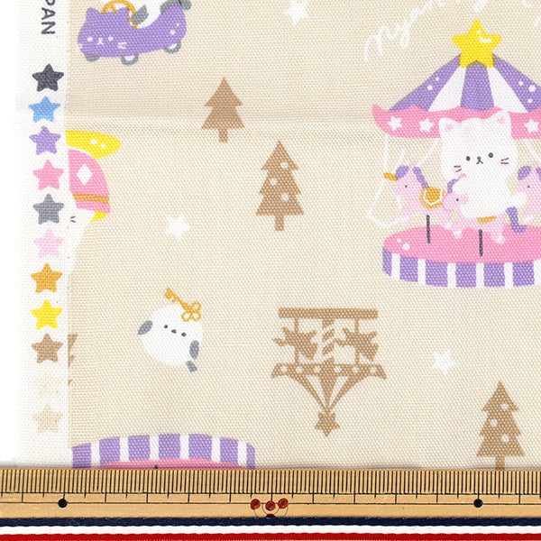 織物 『牛津布 动物游乐园 剪布 约110cm×50cm米色C-AP55107-3A"