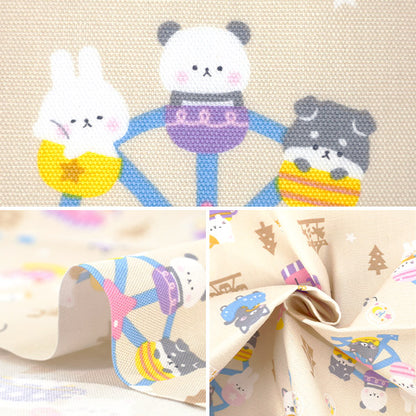 織物 『牛津布 动物游乐园 剪布 约110cm×50cm米色C-AP55107-3A"