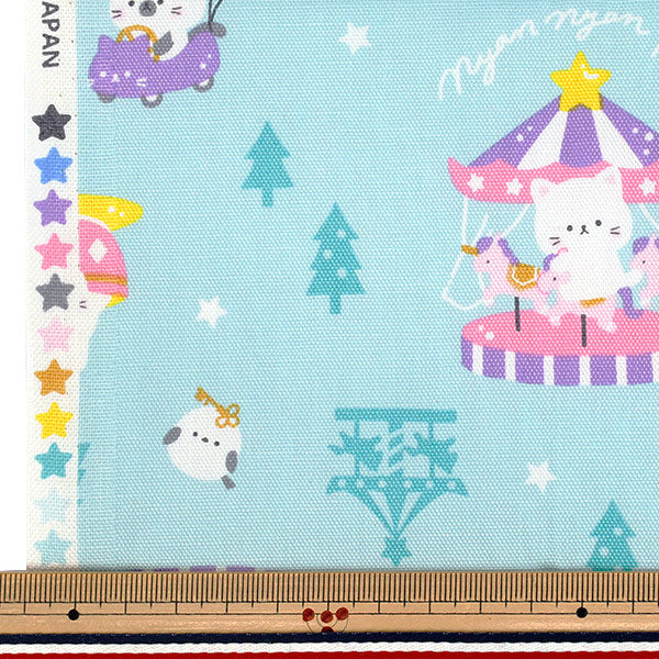 織物 『牛津布 动物游乐园 剪布 约110cm×50cm薄荷C-AP55107-3C"