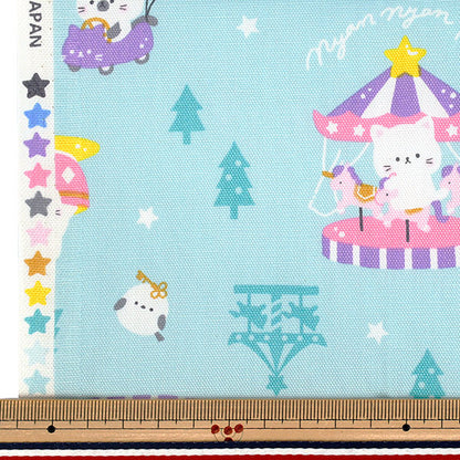 織物 『牛津布 动物游乐园 剪布 约110cm×50cm薄荷C-AP55107-3C"