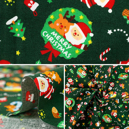 生地 『シーチング クリスマス カットクロス 約110cm×50cm グリーン C-AP55102-1A』