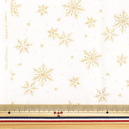 الأقمشة "طباعة عيد الميلاد" قماش مقطوع ندفة الثلج تقريبا. 110 سم × 50 سم الذهب الأبيض C-DX11840L-A"
