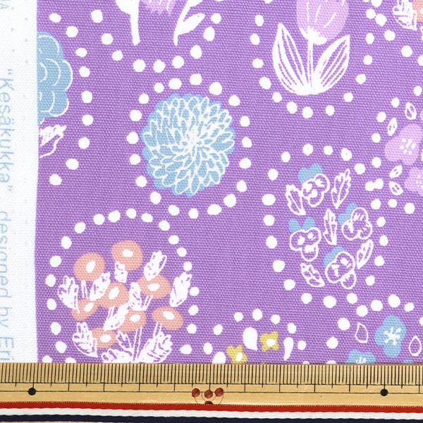 生地 『kippis (キッピス) オックス カットクロス 約108×50cm 夏の花 パープル KPOK-49G』 【ユザワヤオリジナル】