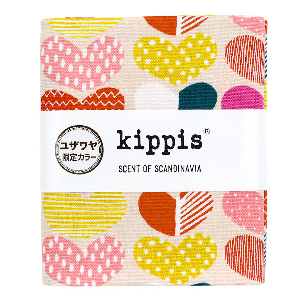 生地 『kippis (キッピス) オックス カットクロス 約108×50cm ハート クリーム KPOK-17Q』 【ユザワヤオリジナル】