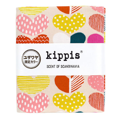 生地 『kippis (キッピス) オックス カットクロス 約108×50cm ハート クリーム KPOK-17Q』 【ユザワヤオリジナル】