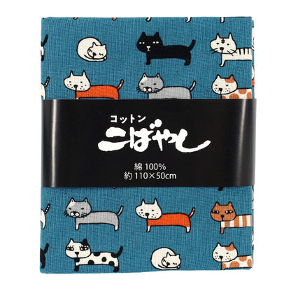 Fabric 『Sheeting Aligned cats Cut Cloth Approx. 110 x 50cm Blue C-ACS1101-D"