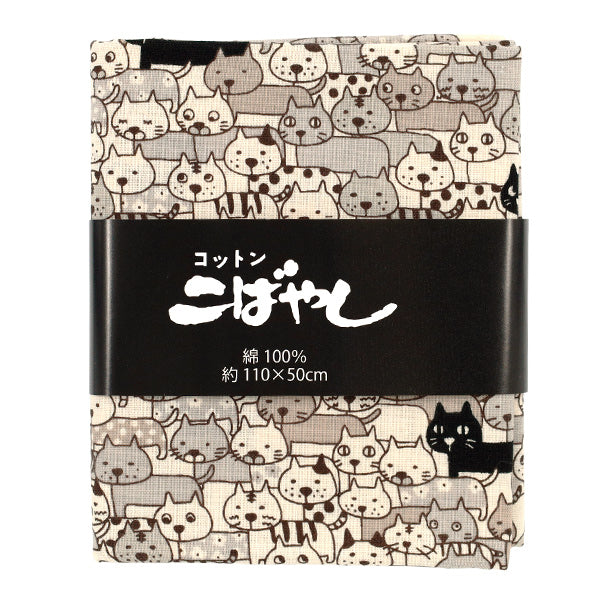 Fabric 『Sheeting Lots of cats Cut Cloth Approx. 110 x 50cm Gray C-ACS1107-C"