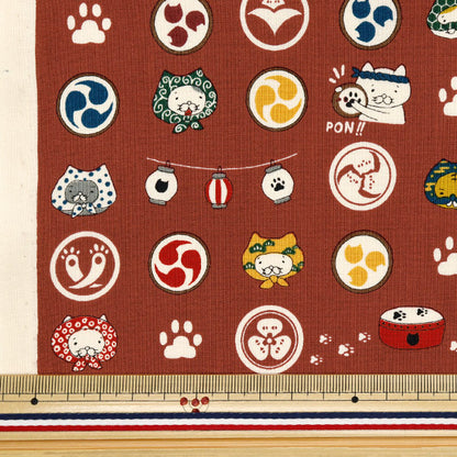Fabric 『Sheeting festival cat Cut Cloth Approx. 110×50cm Red C-ACS1108-B"