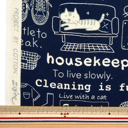 Fabric 『Sheeting cleaning cat Cut Cloth Approximately 110×50cm Navy C-ACS1110-B"