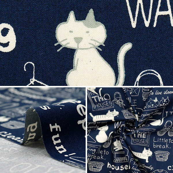 Fabric 『Sheeting cleaning cat Cut Cloth Approximately 110×50cm Navy C-ACS1110-B"