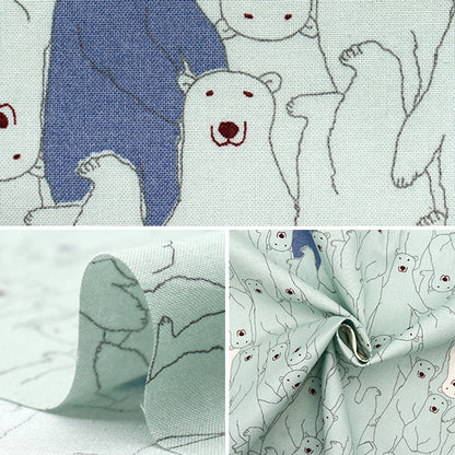 Fabric 『Sheeting Full of polar bears Cut Cloth Approximately 110×50cm Blue C-ACS1112-A"