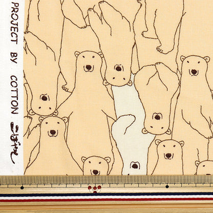 Fabric 『Sheeting Lots of white bears Cut Cloth Approx. 110 x 50cm Cream C-ACS1112-B"