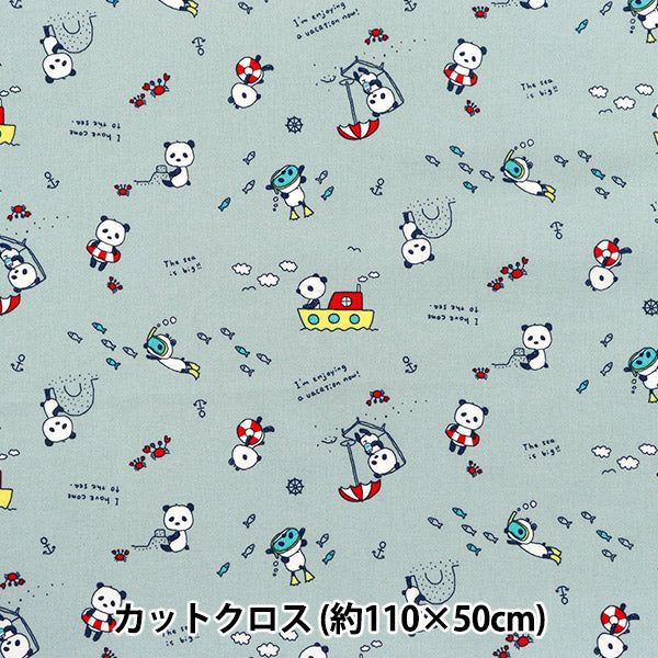 Fabric 『Sheeting Sleeping panda bathing Cut Cloth Approx. 110 x 50 cm Kusumi Blue C-ACS1113-C"