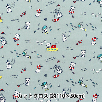 Fabric 『Sheeting Sleeping panda bathing Cut Cloth Approx. 110 x 50 cm Kusumi Blue C-ACS1113-C"
