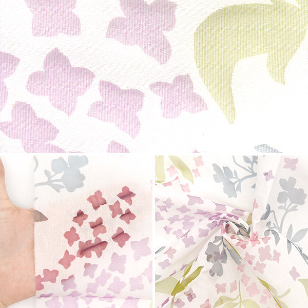 Tela "Ópalo" cortada Tela Aprox. 110 cm x 150 cm Patrón de hortensia C-RAM-OB-2502"