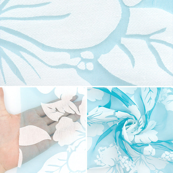 Tela "Ópalo" cortada Tela Aprox. 110 cm x 150 cm Patrón de hibisco C-RAM-OB-2503"