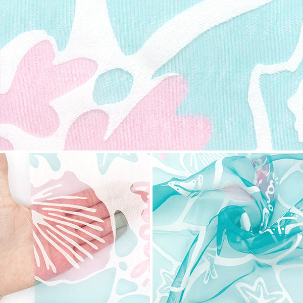 천・원단 "오팔" 컷 천 대략 110cm x 150cm SEA MOTIF 패턴 C-RAM-OB-2505"