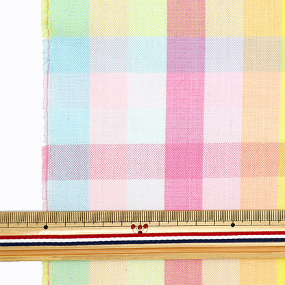 Fabric 『Fabric Wrinkle Yarn-dyed block check Cut Cloth Approx. 110cm x 50cm C-KRTC-10961B"