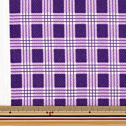 [Quantità da 5] Tessuto "tessuto ad armatura semplice Paraca Check Viola SQPALA-PU”