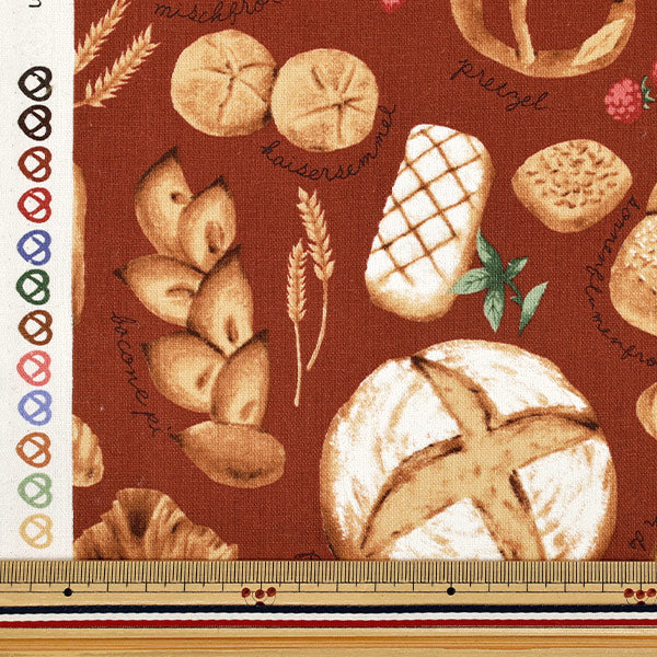 [Quantité à partir de 5]Tissu "Toile de lin et coton pain fraîchement cuit rouge CLCBREAD-RED”