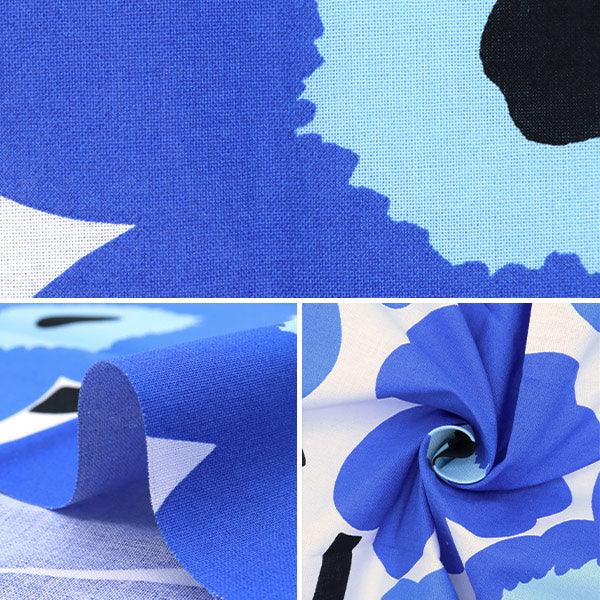 Stoff "Marimekko Pieni Unikko" Stoffstück Ca. 70 x 50 cm Blau C-065205-017"