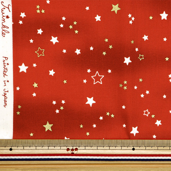 Tessuto "Stampa di Natale Panno tagliato Star Lame circa 110 cm x 50 cm Red C-SS-2404-1B"