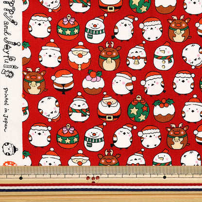 生地 『クリスマスプリント カットクロス シマエナガ 約110cm×50cm レッド C-SS-2404-2B』