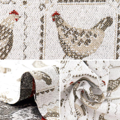 Fabric "SAFECO Jacquard Cut Cloth Poules White x Brown Approx. 70cm x 50cm C-POULSE BLAN"