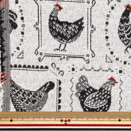 Fabric "SAFECO Jacquard Cut Cloth Poules White x Black Approx. 70cm x 50cm C-POULSE BLAN"