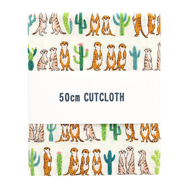 Fabric 『Scare Print Cut Cloth Meerkat approx. 110cm x 50cm white C-5050-5AWH"