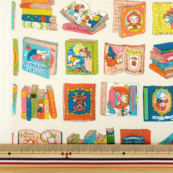 Tissu "siège Dreaming Cat Story : Vers le monde des livres Tissu coupé Environ 110 × 50 cm Ivoire CCOCO2540-1A »