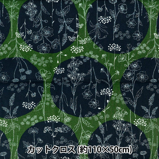 織物 "牛津布 鲜花和波爾卡圓點小夜曲 剪布 约110×50厘米CCOCO-2550-1E绿色"