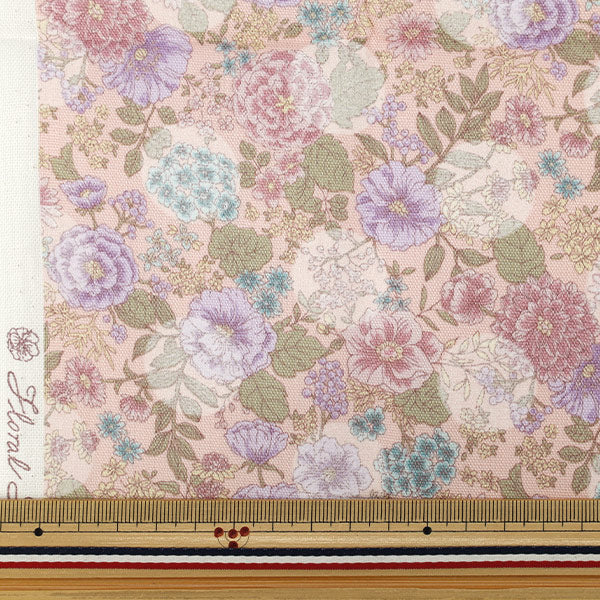 生地 『オックス お花と水玉のセレナーデ カットクロス 約110×50cm CCOCO-2550-2B ピンク』