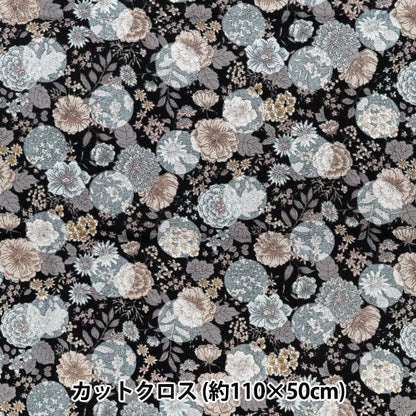 Stoff "Oxford Blumen undPolka-PunkteSerenade von Stoffstück Ca. 110×50cm CCOCO-2550-2E Schwarz"