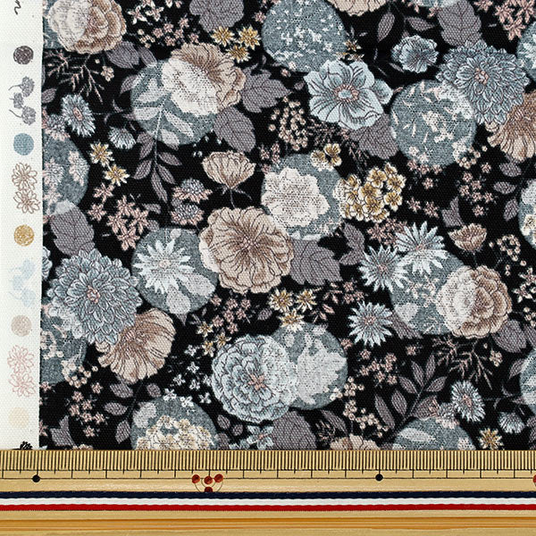 Stoff "Oxford Blumen undPolka-PunkteSerenade von Stoffstück Ca. 110×50cm CCOCO-2550-2E Schwarz"