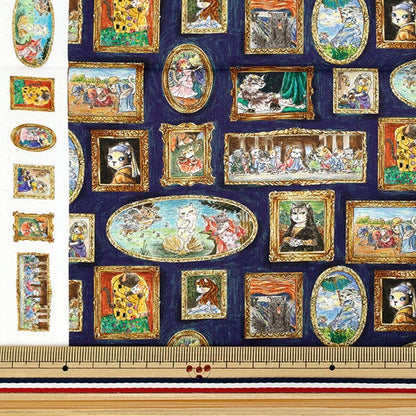 生地 『アートダニャ 50cmカットクロス 西洋絵画風 ネイビー 約110×50cm C2025-1S-NV』