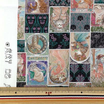 生地 『アートダニャ 50cmカットクロス ミュシャ風 ブラック 約110×50cm C2025-2S-BK』